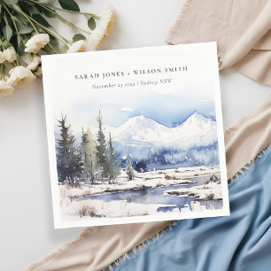 Guardanapo De Papel Casamento de Paisagem de Esqui da Montanha de Neve