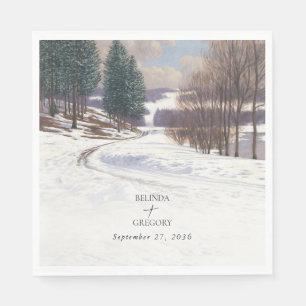 Guardanapo De Papel Casamento de Paisagem de Inverno de Aquarela