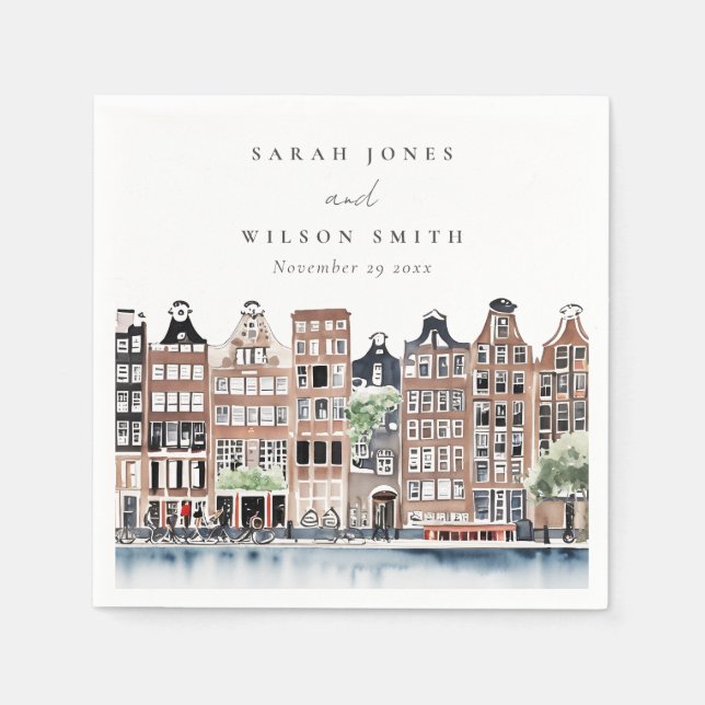 Guardanapo De Papel Casamento de Paisagem do Canal de Amesterdã (Frente)