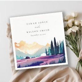 Guardanapo De Papel Casamento de Paisagem Lilac Fields em Montanha