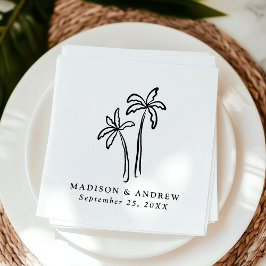 Guardanapo De Papel Casamento de Palmeiras Negras de Desenho Moderno