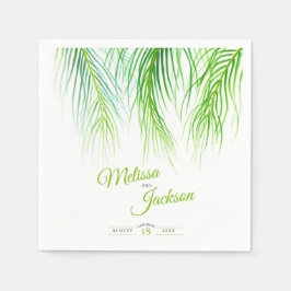 Guardanapo De Papel Casamento de palmeiras tropicais verde e branco