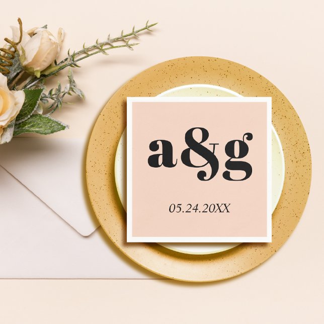 Guardanapo De Papel Casamento de papoila rosa-rosa com letra preta (Criador carregado)