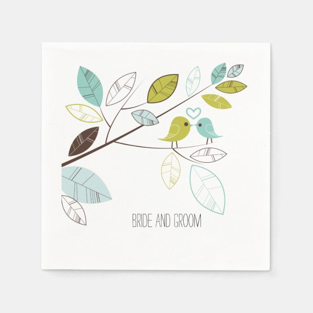 Guardanapo De Papel Casamento de Pássaros de Amor (Frente)