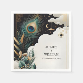 Guardanapo De Papel Casamento de Pavões de Nuvem da Ásia com Feather
