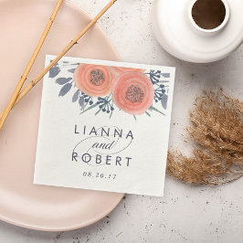 Guardanapo De Papel Casamento de Peach Poppies