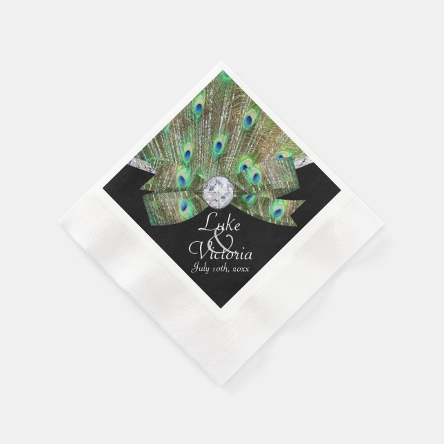 Guardanapo De Papel Casamento de Peacock Elegance & Diamouros (Canto)