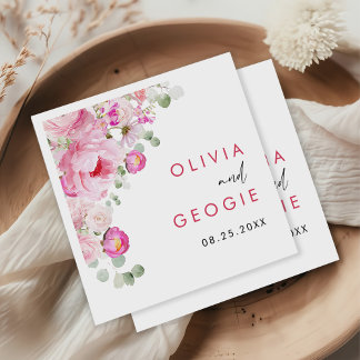 Guardanapo De Papel Casamento de Pedônias Florais de Molercola Rosa-Es