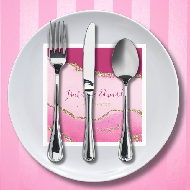 Guardanapo De Papel Casamento de Pedra Rosa e Dourada de Elegância Mod (Criador carregado)