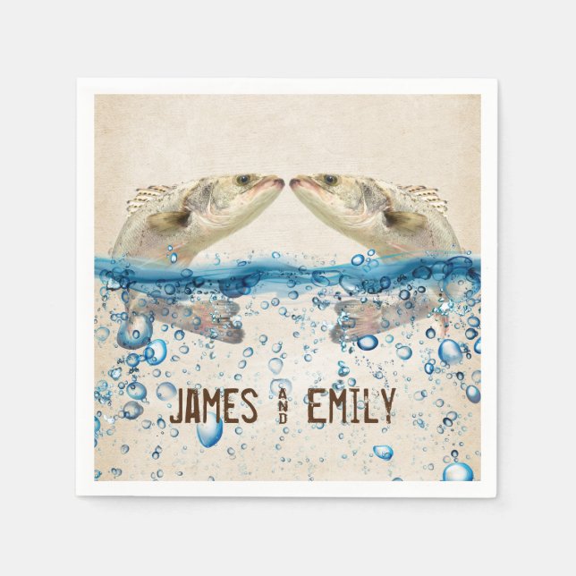 Guardanapo De Papel Casamento de Peixes na Água (Frente)