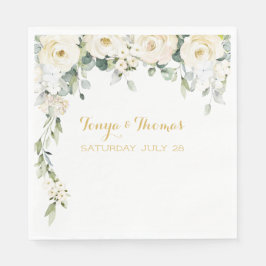 Guardanapo De Papel Casamento de Peony Epiphany Branca Luncheon Napkin