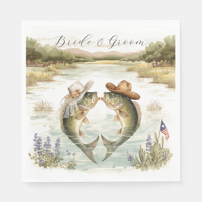 Guardanapo De Papel Casamento de Pesca no Texas (Frente)