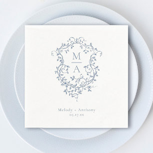 Guardanapo De Papel Casamento de Peste Azul-Floral Elegante