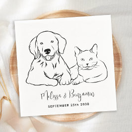 Guardanapo De Papel Casamento de Pet de Cão Personalizado Simples e Mi