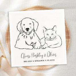 Guardanapo De Papel Casamento de Pet de Cão Personalizado Simples e Mi