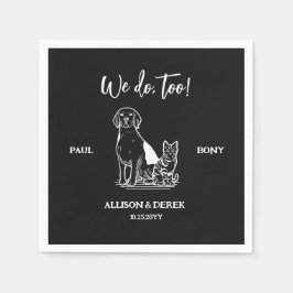 Guardanapo De Papel Casamento de Pet de Gato Minimalista Negro e Branc