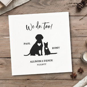 Guardanapo De Papel Casamento de Pet de Gato Minimalista Negro e Branc