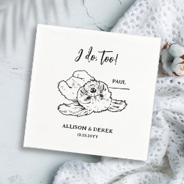 Guardanapo De Papel Casamento de Pet de Gato Minimalista Negro e Branc