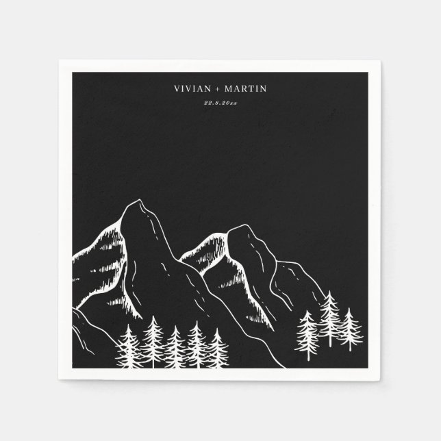 Guardanapo De Papel Casamento de Pinheiros de Montanha Exterior (Frente)