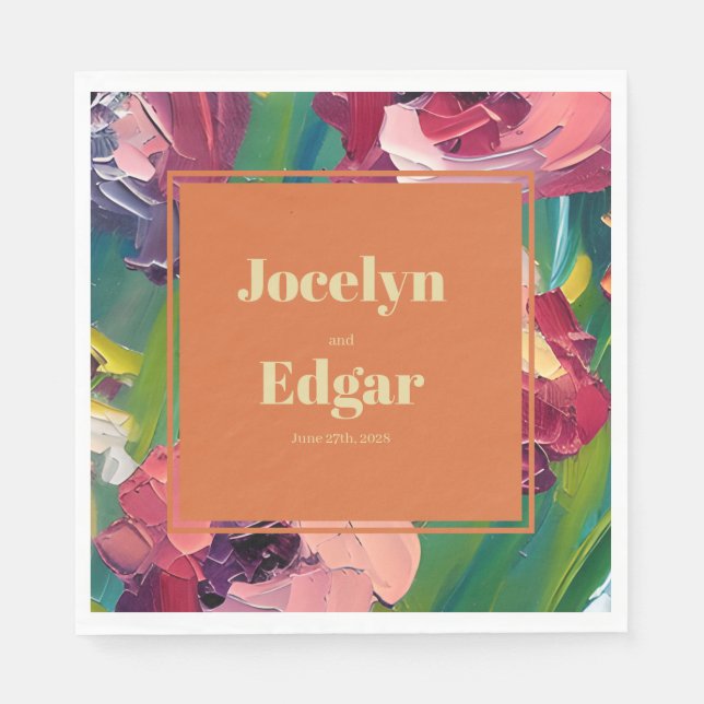 Guardanapo De Papel Casamento de pintura em Groovy Deco (Frente)