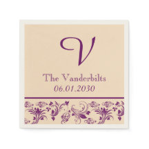 Casamento de Plum Champagne Floral Scroll Monogram