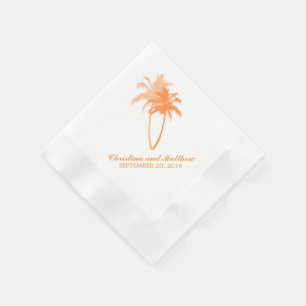 Guardanapo De Papel Casamento de praia alaranjado das palmeiras