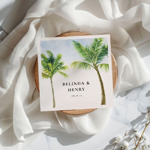 Guardanapo De Papel Casamento de Praia de Árvore de Watercolor Palm