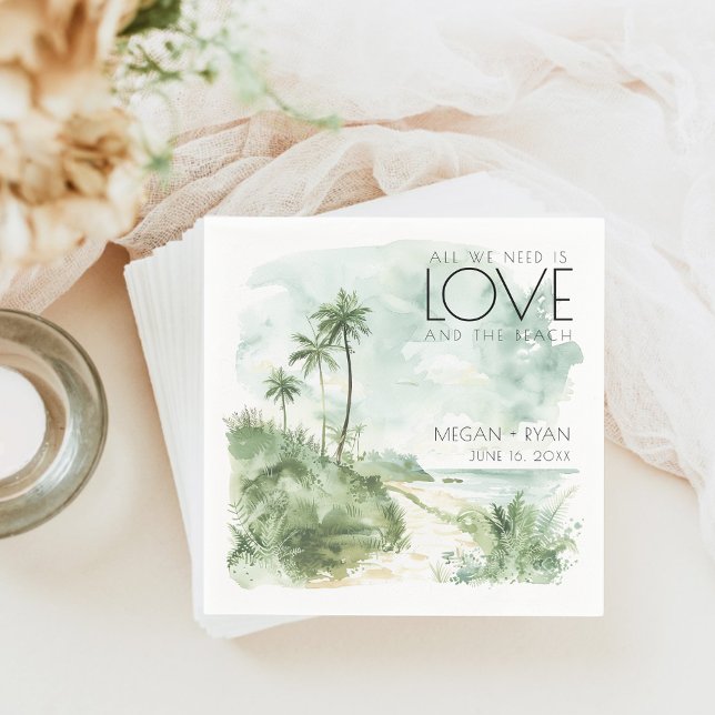 Guardanapo De Papel Casamento de Praia de Destino de Aquarelas (Watercolor Destination Beach Wedding Napkins)