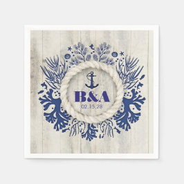 Guardanapo De Papel Casamento de Praia de Driftwood Rustic marinho