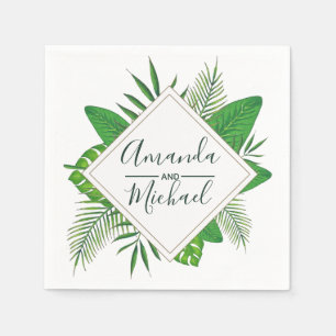 Guardanapo De Papel Casamento de Praia de Folhas Tropicais de Água