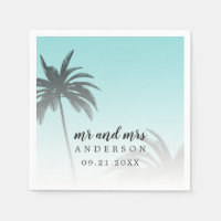 Casamento de praia de palmeira tropical azul monog