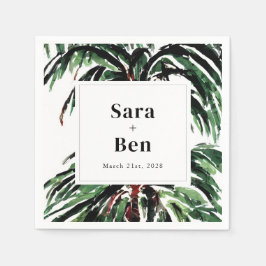 Guardanapo De Papel Casamento de Praia de Palmeiras pintadas com Rusti