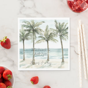 Guardanapo De Papel Casamento de Praia de Palmeiras Tropicais