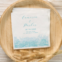 Guardanapo De Papel Casamento de Praia do Aqua Blue Ocean Waves