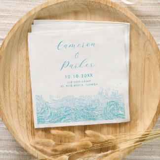 Guardanapo De Papel Casamento de Praia do Aqua Blue Ocean Waves