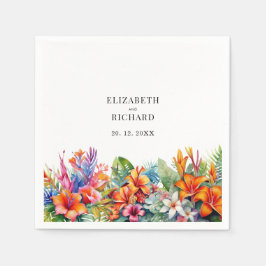 Guardanapo De Papel Casamento de Praia Floral Tropical Folaves