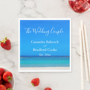 Guardanapo De Papel Casamento de Praia Oceano Azul Nápoles