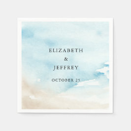 Guardanapo De Papel Casamento de Praia Rustic Watercolor Ocean Sea
