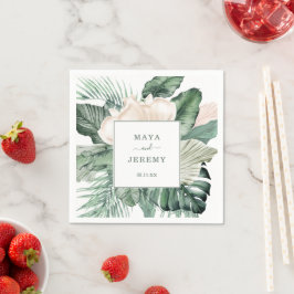 Guardanapo De Papel Casamento de praia tropical botânica Napkins