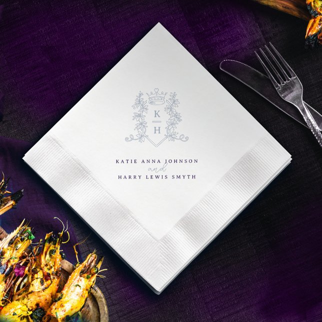 Guardanapo De Papel Casamento de prata roxo com copa branca de crista  (Criador carregado)