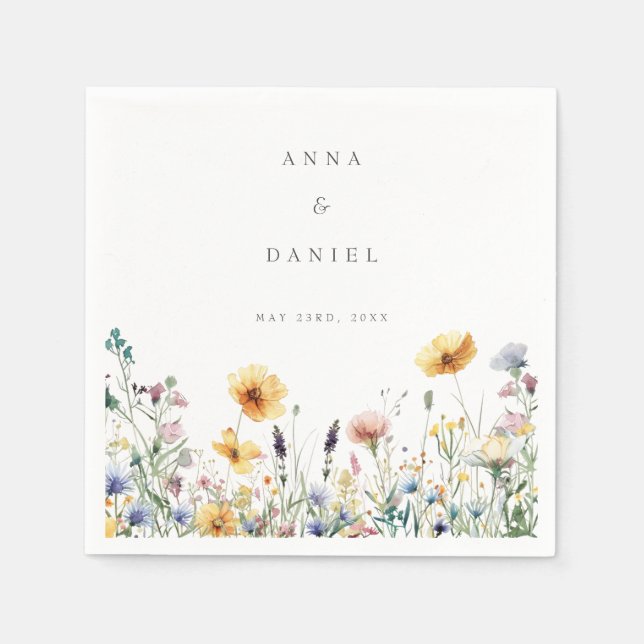 Guardanapo De Papel Casamento de primavera de Watercolor (Frente)