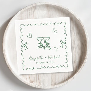 Guardanapo De Papel Casamento de Quadro de Onda Verde Whimsical