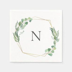 Guardanapo De Papel Casamento de quadro Dourado Eucalyptus Greenery Mo