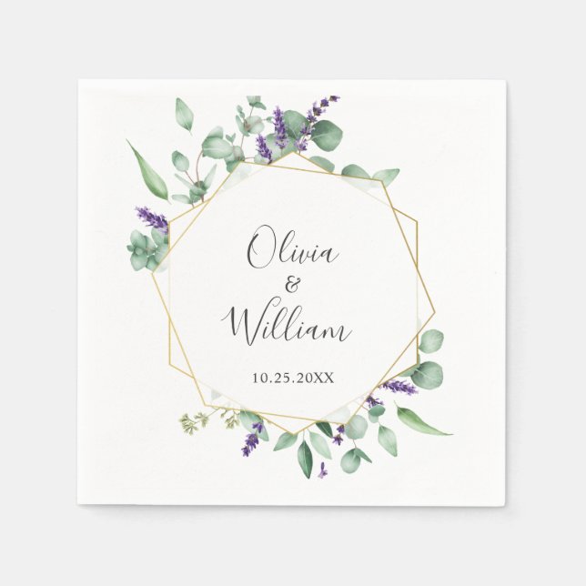 Guardanapo De Papel Casamento de Quadros Geométricos Simples Eucalyptu (Frente)