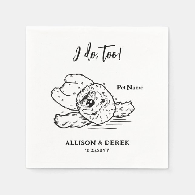 Guardanapo De Papel Casamento de Retrato Personalizado de Cão (Frente)