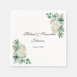 Guardanapo De Papel Casamento de Rosa Branca Elegante e Lírios