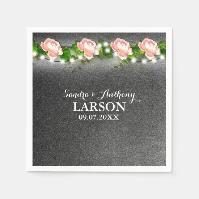 Guardanapo De Papel Casamento de Rosa de quadro chalkboard Napkin (Frente)
