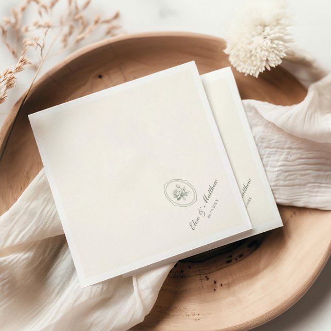 Guardanapo De Papel Casamento de Rosa Verde Salvia  (Criador carregado)