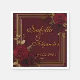 Guardanapo De Papel Casamento de Rosas Burgundy Românticas 