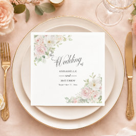 Guardanapo De Papel Casamento de Rosas Cor-de-Rosa Suave e Elegante